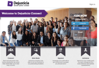 Dejusticia Connect es una plataforma que permite conectar a exalumnos de Dejusticia.