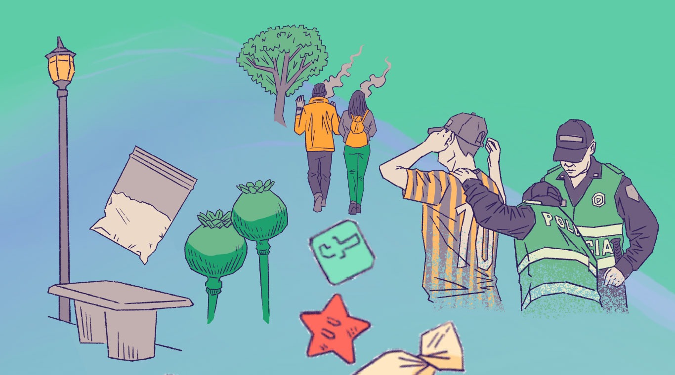 ilustracion linea de tiempo uso personal de drogas